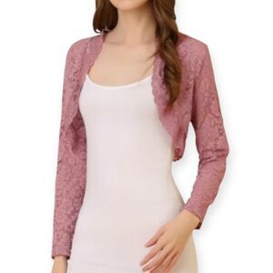 Allegra K Pink Lace Bolero Shrug SZ.L NWT